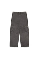 WASHED WIDE CARGO PANTS FOR MEN IN CHARCOAL GREY