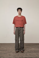 WASHED WIDE CARGO PANTS FOR MEN IN CHARCOAL GREY