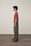 WASHED WIDE CARGO PANTS FOR MEN IN CHARCOAL GREY