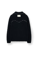 HANDMADE COLLAR KNIT CARDIGARN FOR WOMEN IN BLACK