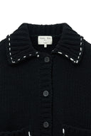 HANDMADE COLLAR KNIT CARDIGARN FOR WOMEN IN BLACK