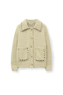 HANDMADE COLLAR KNIT CARDIGARN FOR WOMEN IN BUTTER