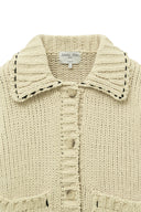 HANDMADE COLLAR KNIT CARDIGARN FOR WOMEN IN BUTTER