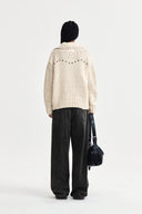 HANDMADE COLLAR KNIT CARDIGARN FOR WOMEN IN BUTTER