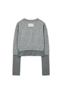 LAYERED TEXTURE KNIT CARDIGAN IN GRAY
