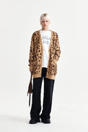 BRUSHED LEOPARD CARDIGAN IN MIX