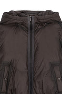 BACK LOGO HOODY SHORT DOWN JUMPER IN CHARCOAL GREY