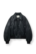 FAUX LEATHER DOWN JUMPER FOR WOMEN IN BLACK