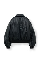FAUX LEATHER DOWN JUMPER FOR WOMEN IN BLACK