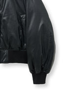 FAUX LEATHER DOWN JUMPER FOR WOMEN IN BLACK