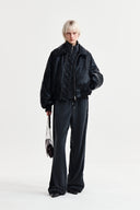 FAUX LEATHER DOWN JUMPER FOR WOMEN IN BLACK