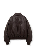 FAUX LEATHER DOWN JUMPER FOR WOMEN IN BROWN