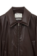 FAUX LEATHER DOWN JUMPER FOR WOMEN IN BROWN