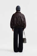 FAUX LEATHER DOWN JUMPER FOR WOMEN IN BROWN