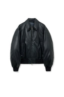 FAUX LEATHER DOWN JUMPER FOR MEN IN BLACK