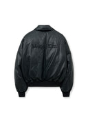 FAUX LEATHER DOWN JUMPER FOR MEN IN BLACK