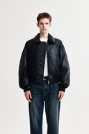 FAUX LEATHER DOWN JUMPER FOR MEN IN BLACK