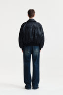 FAUX LEATHER DOWN JUMPER FOR MEN IN BLACK