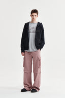 RAW CUT APPLIQUE HOODY ZIP UP IN CHARCOAL GREY