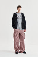 RAW CUT APPLIQUE HOODY ZIP UP IN CHARCOAL GREY