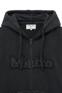 RAW CUT APPLIQUE HOODY ZIP UP IN CHARCOAL GREY