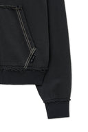 RAW CUT APPLIQUE HOODY ZIP UP IN CHARCOAL GREY
