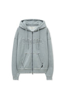 RAW CUT APPLIQUE HOODY ZIP UP IN GRAY