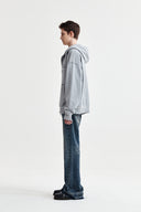 RAW CUT APPLIQUE HOODY ZIP UP IN GRAY