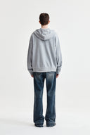 RAW CUT APPLIQUE HOODY ZIP UP IN GRAY