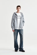 RAW CUT APPLIQUE HOODY ZIP UP IN GRAY