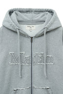 RAW CUT APPLIQUE HOODY ZIP UP IN GRAY