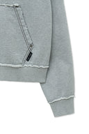RAW CUT APPLIQUE HOODY ZIP UP IN GRAY