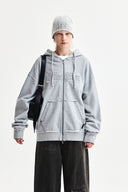 RAW CUT APPLIQUE HOODY ZIP UP IN GRAY