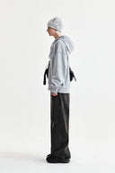 RAW CUT APPLIQUE HOODY ZIP UP IN GRAY