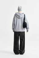 RAW CUT APPLIQUE HOODY ZIP UP IN GRAY