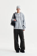 RAW CUT APPLIQUE HOODY ZIP UP IN GRAY