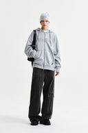 RAW CUT APPLIQUE HOODY ZIP UP IN GRAY