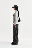 BASIC LOGO RAGLAN KNIT PULLOVER IN LIGHT GRAY