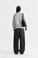 BASIC LOGO RAGLAN KNIT PULLOVER IN LIGHT GRAY