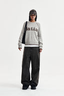 BASIC LOGO RAGLAN KNIT PULLOVER IN LIGHT GRAY