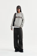 BASIC LOGO RAGLAN KNIT PULLOVER IN LIGHT GRAY