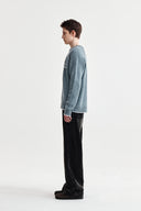 BASIC LOGO RAGLAN KNIT PULLOVER IN SMOKE BLUE