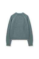 BASIC LOGO RAGLAN KNIT PULLOVER IN SMOKE BLUE