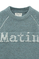 BASIC LOGO RAGLAN KNIT PULLOVER IN SMOKE BLUE