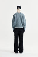 BASIC LOGO RAGLAN KNIT PULLOVER IN SMOKE BLUE