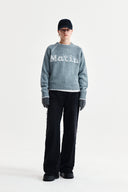 BASIC LOGO RAGLAN KNIT PULLOVER IN SMOKE BLUE