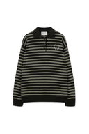 HEART LOGO STRIPED PULLOVER IN BROWN