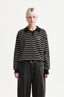 HEART LOGO STRIPED PULLOVER IN BROWN