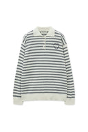 HEART LOGO STRIPED PULLOVER IN IVORY