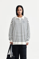 HEART LOGO STRIPED PULLOVER IN IVORY